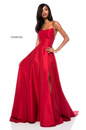 Sherri Hill 52022 dress images in these colors: Black, Navy, Red, Emerald, Wine, Yellow, Blush, Bright Pink, Light Blue, Royal.