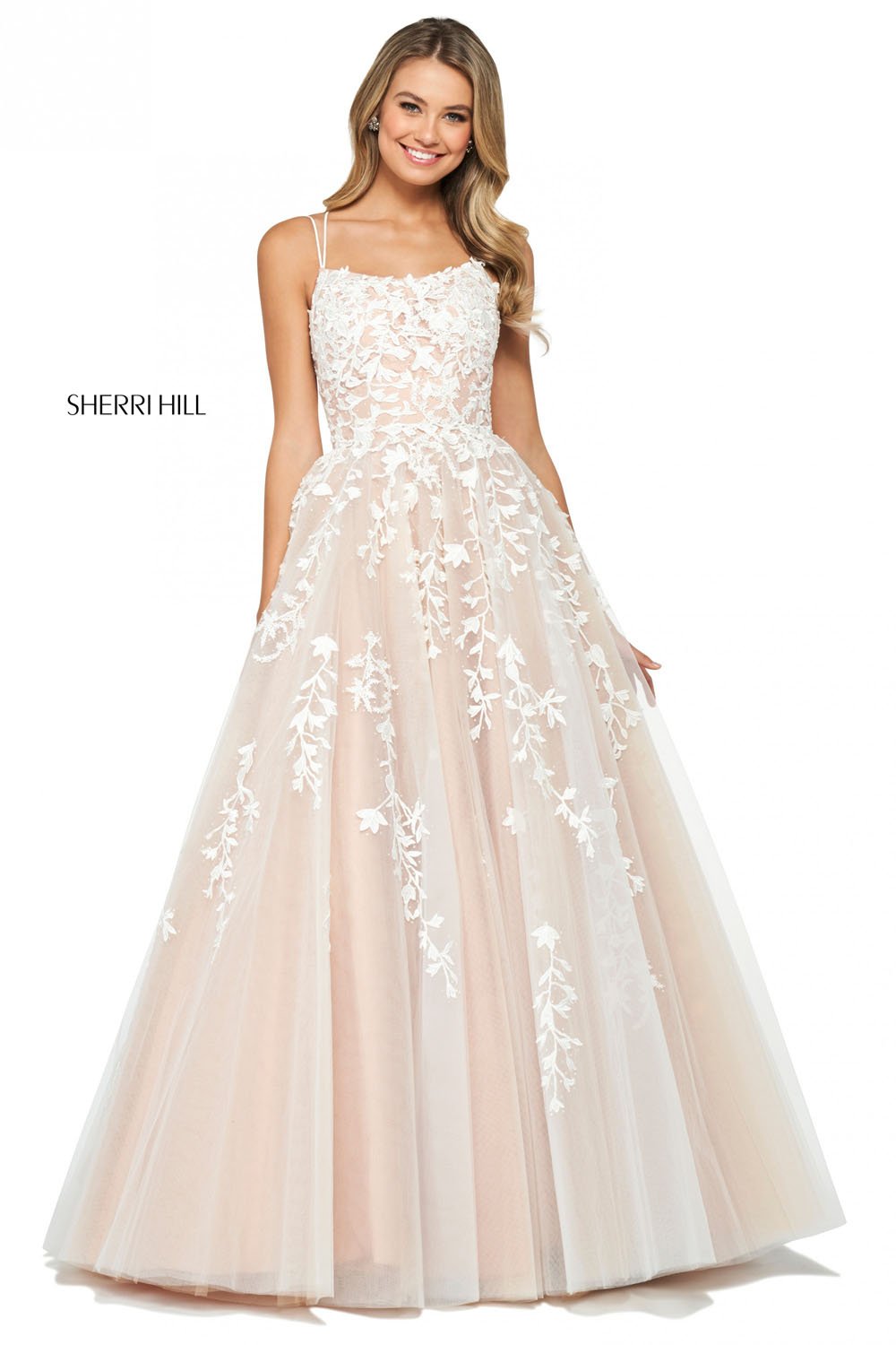 Sherri Hill 53116 dress images in these colors: Black, Gold, Yellow, Light Blue, Blush, Red, Ivory Nude, Lilac, Navy, Wine, Bright Pink, Coral.