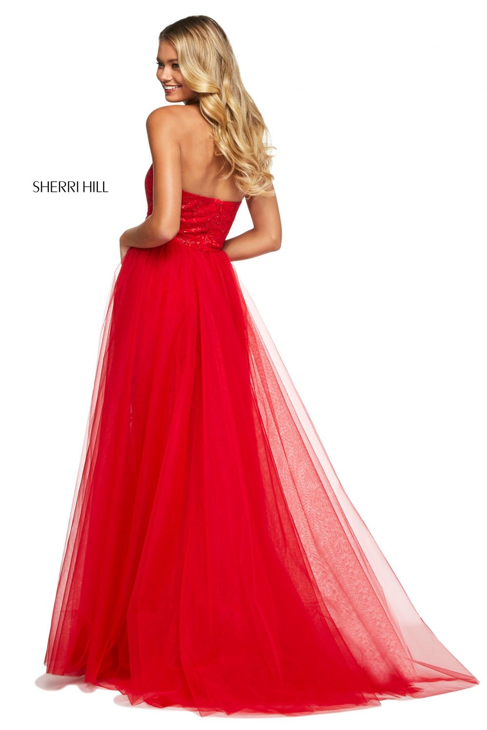 Sherri Hill 53207 dresses are available in the following colors: Black, Blush, Aqua, Ivory, Red. $450 is the  best price guarantee
