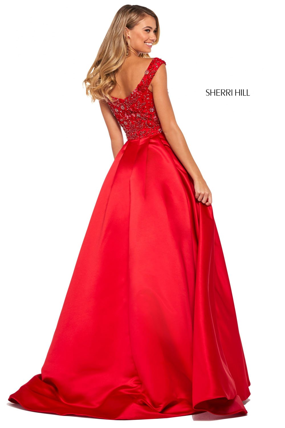 Sherri Hill 53317 dress images in these colors: Royal, Teal, Red, Emerald, Black, Ivory, Candy Pink, Aqua.