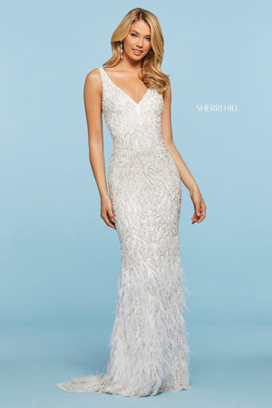 Sherri Hill 53367 dress images in these colors: Ivory, Black, Nude Silver.