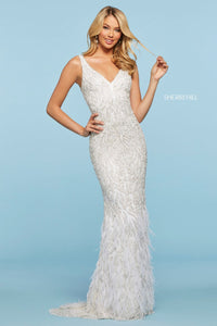 Sherri Hill 53367 dress images in these colors: Ivory, Black, Nude Silver.