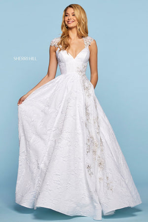 Sherri Hill 53398 dress images in these colors: Light Blue, Ivory, Blush.