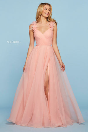Sherri Hill 53417 dress images in these colors: Ivory, Blush, Light Blue, Lilac, Pink, Coral, Navy, Black.