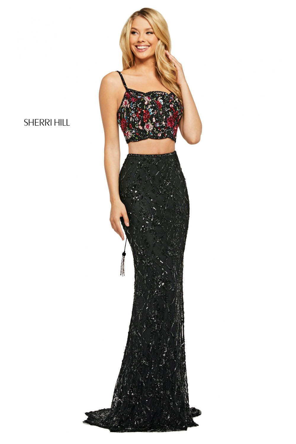 Sherri Hill 53445 dress images in these colors: Black Multi.