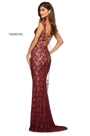 Sherri Hill 53446 dress images in these colors: Coral, Emerald, Black, Ivory, Burgundy, Periwinkle, Light Blue, Blush.