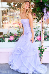 Sherri Hill 53580 dress images in these colors: Lilac, Light Blue, Yellow, Ivory, Blush, Coral, Aqua, Candy Pink.