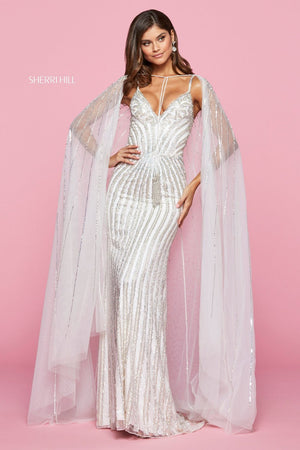 Sherri Hill 53611 dress images in these colors: Ivory Silver, Nude Silver, Rose Gold.