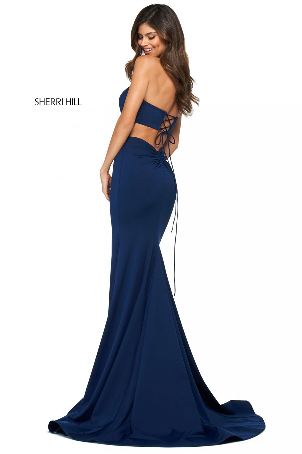 Sherri Hill 53877 dress images in these colors: Navy, Wine, Lilac, Black, Red.