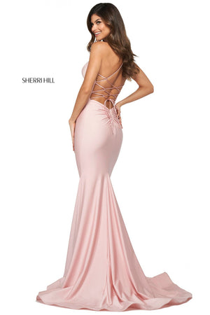 Sherri Hill 53879 dress images in these colors: Navy, Light Blue, Blush, Black, Red.