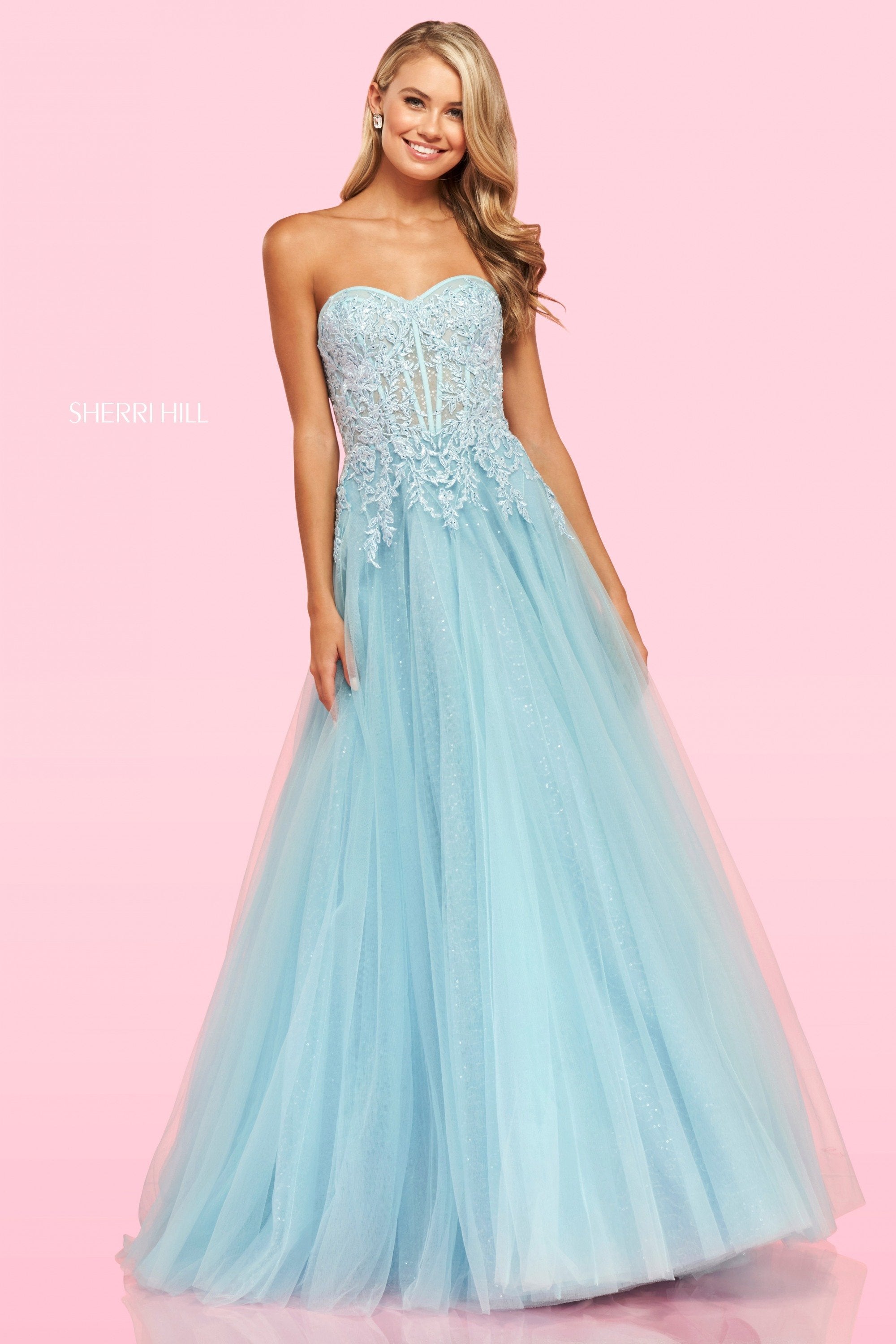 Sherri Hill 54155 dress images in these colors: Light Blue, Royal, Red, Black, Bright Pink, Navy.