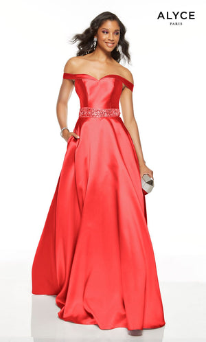 Alyce Paris 1502 dress images in these colors: Pink Alabaster, Sea Glass, Red, French Blue, Midnight.