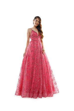 Colors Dress 2288 prom dress images.  Colors Dress 2288 is available in these colors: Light Blue, Bubble Gum, Hot Coral, Lime, Rose Gold, Silver.
