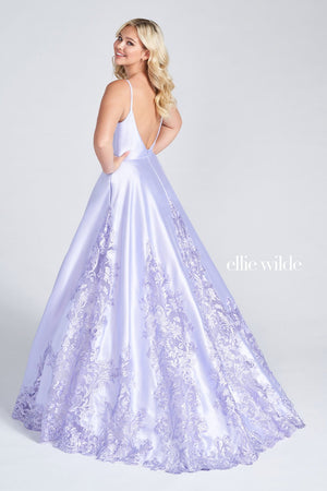 Ellie Wilde Lilac EW122010 Prom Dress Image.  Lilac formal dress.