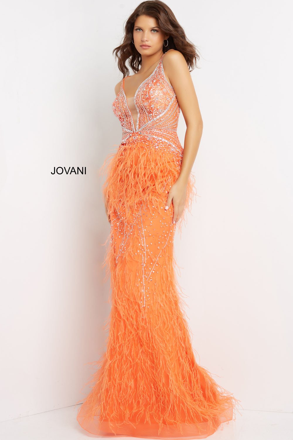 Jovani 03023 orange prom dresses images.