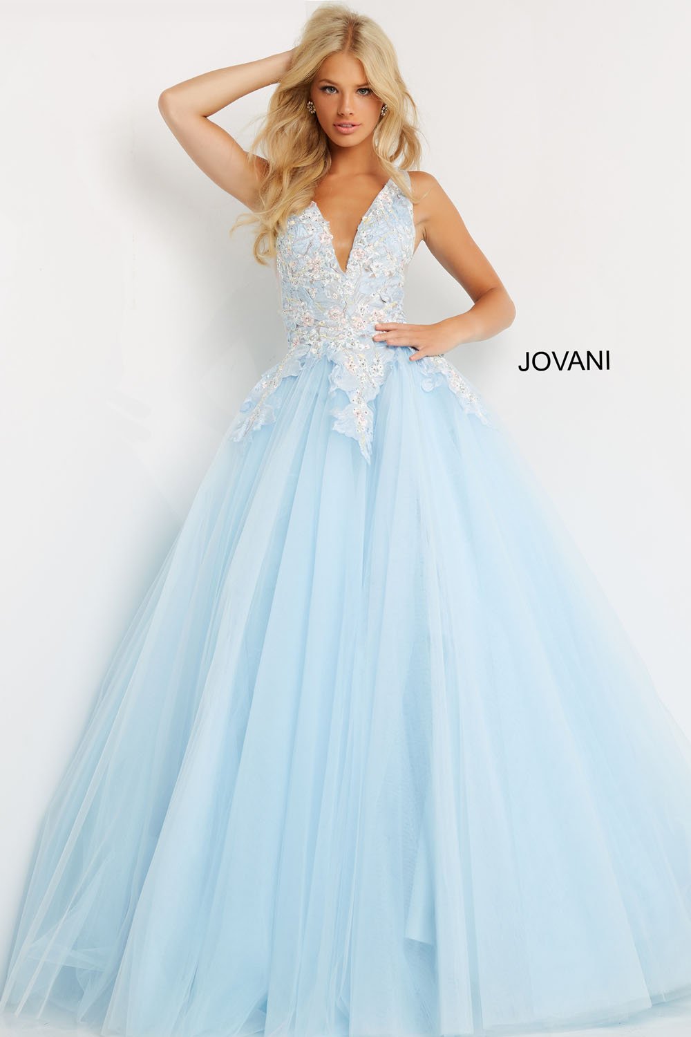 Jovani 06808 prom dress images.  Jovani 06808 is available in these colors: Light Blue.
