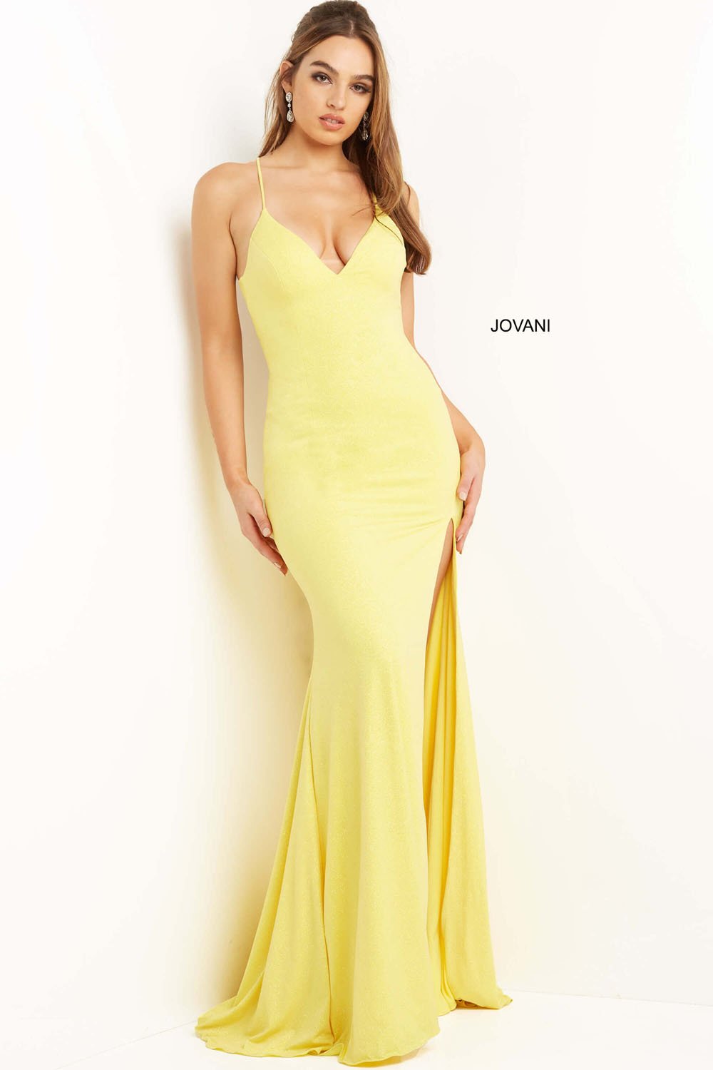 Jovani 08153 prom dress images.  Jovani 08153 is available in these colors: Blush, Fuchsia, Green, Yellow, Light Blue.