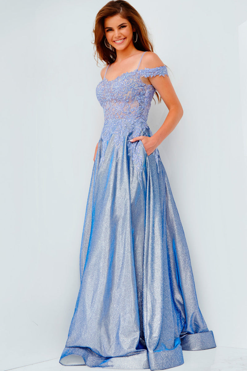 sachin and babi light blue dress JVN Prom by Jovani JVN02013 Castle Couture main image 1