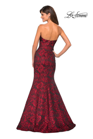 La Femme 27149 dress images in these colors: Black, Red, Royal Blue.