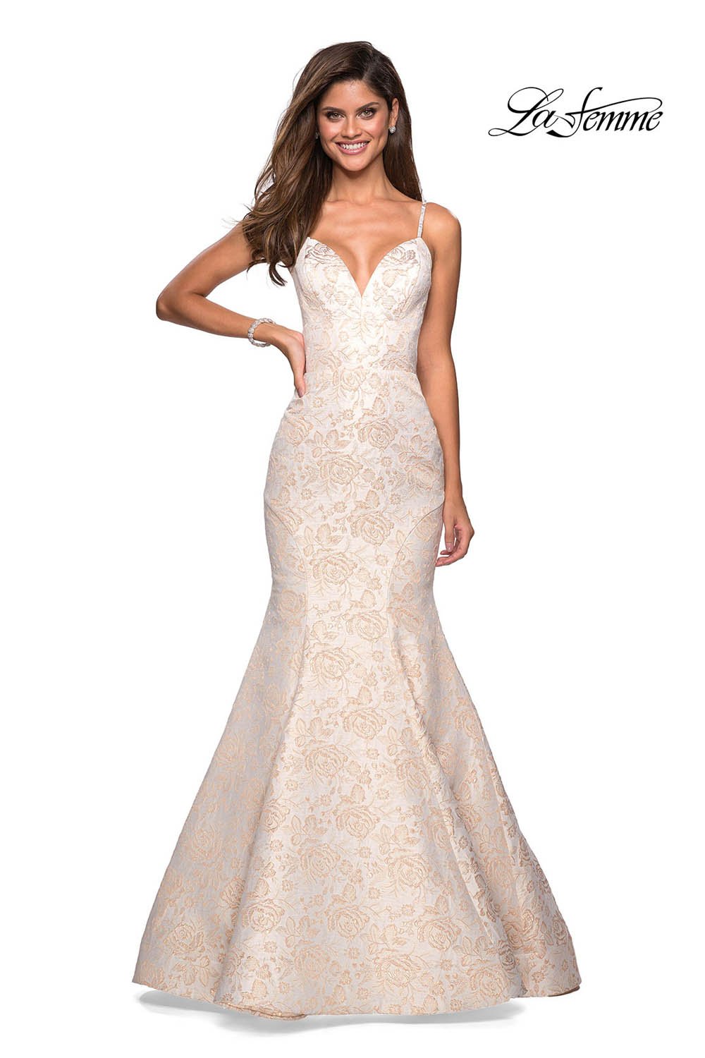 La Femme 27310 dress images in these colors: Ivory Gold.