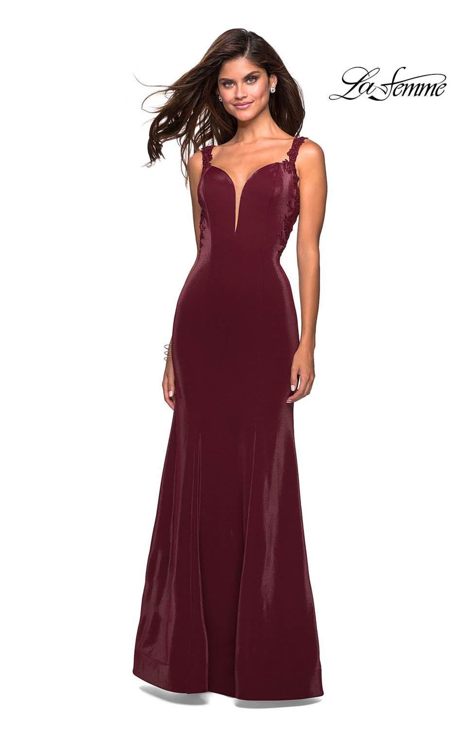 La Femme 27474 dress images in these colors: Wine.