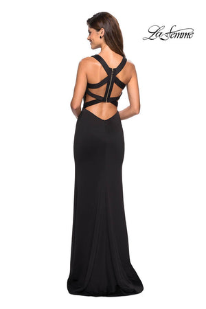La Femme 27479 dress images in these colors: Black, Ivory, Kelly Green, Wine.