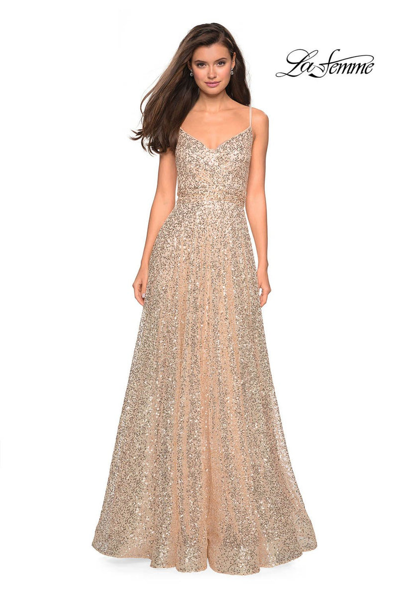 green emerald velvet dress La Femme 30121CL Prom Dress - Emerald