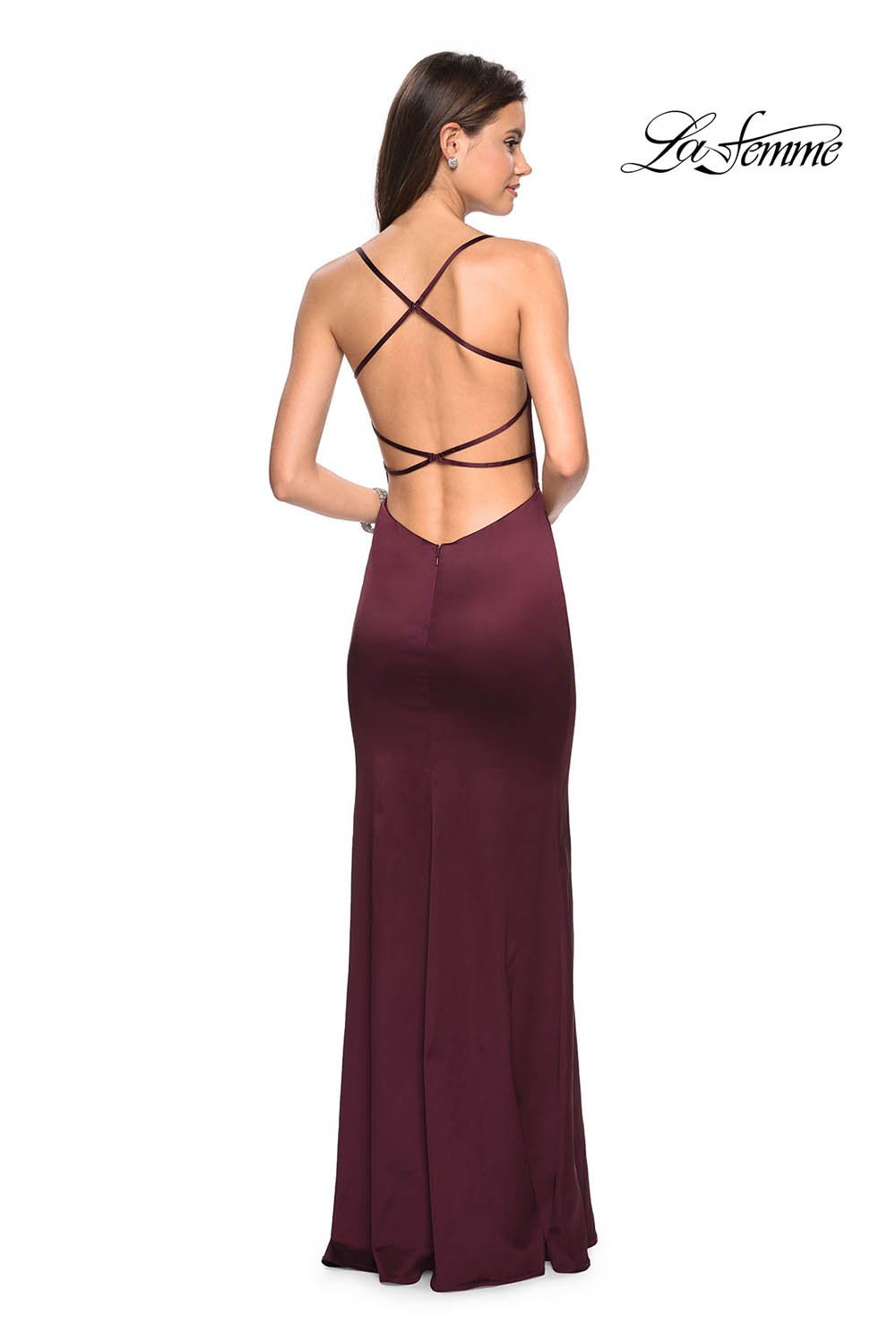 La Femme 27758 dress images in these colors: Burgundy.