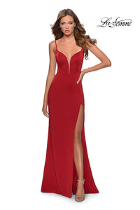 La Femme 28461 dress images in these colors: Black, Red, Royal Blue, Royal Purple, White.