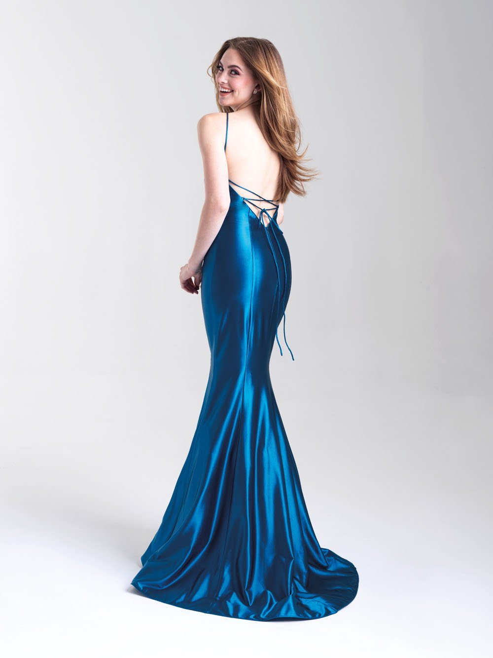 Madison James 20-308 dress images in these colors: Teal, Black, Blush, Red, Canary.