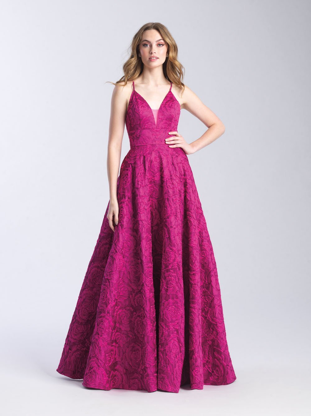Madison James 20-316 dress images in these colors: Silver, Purple, Fuchsia.