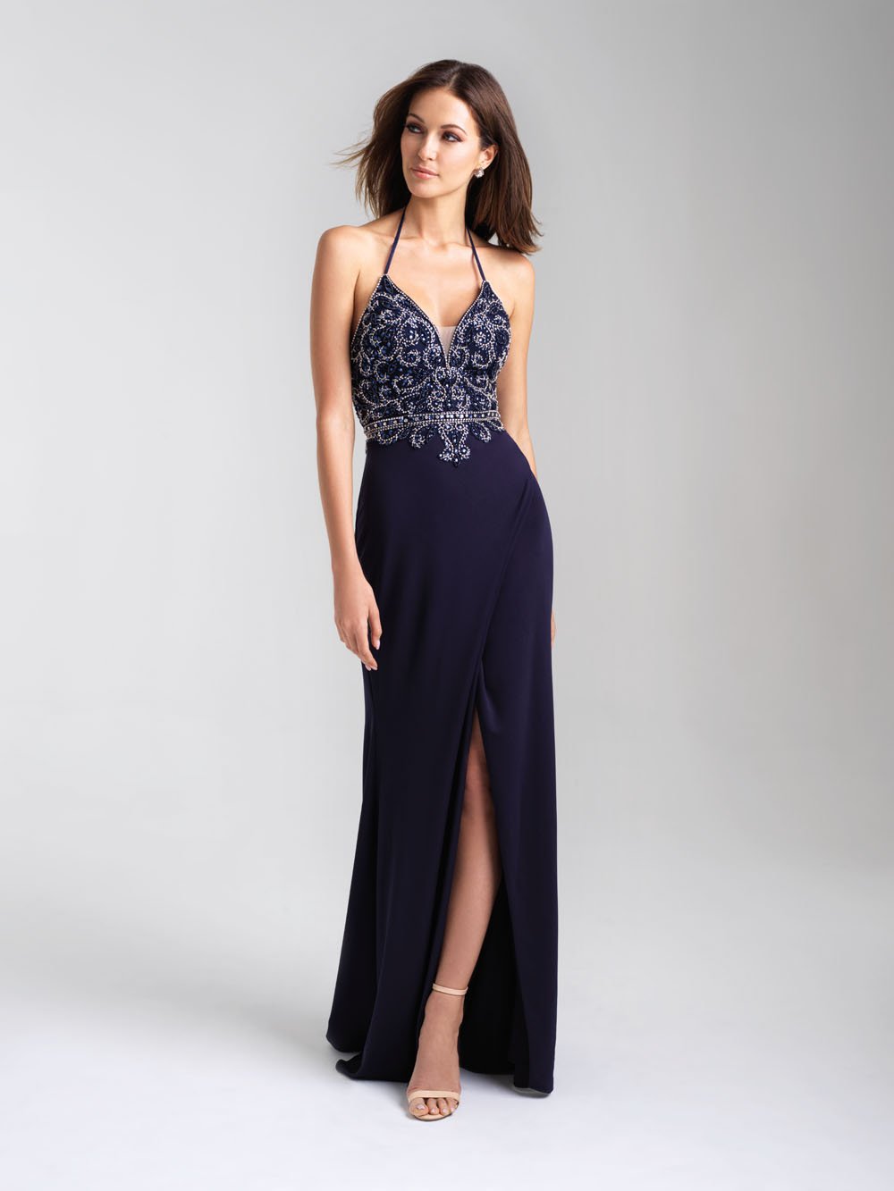Madison James 20-322 dress images in these colors: Black, Navy, Mauve.