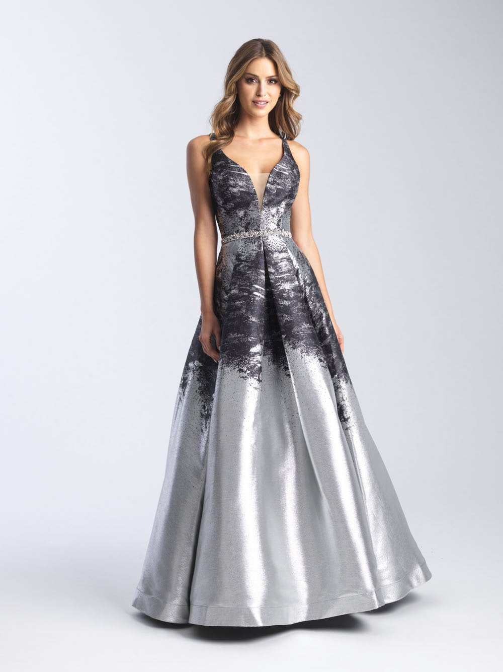 Madison James 20-333 dress images in these colors: Silver, Black Silver, English Rose.