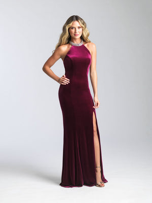 Madison James 20-350 dress images in these colors: Black, Burgundy, Dusty Rose, Slate.