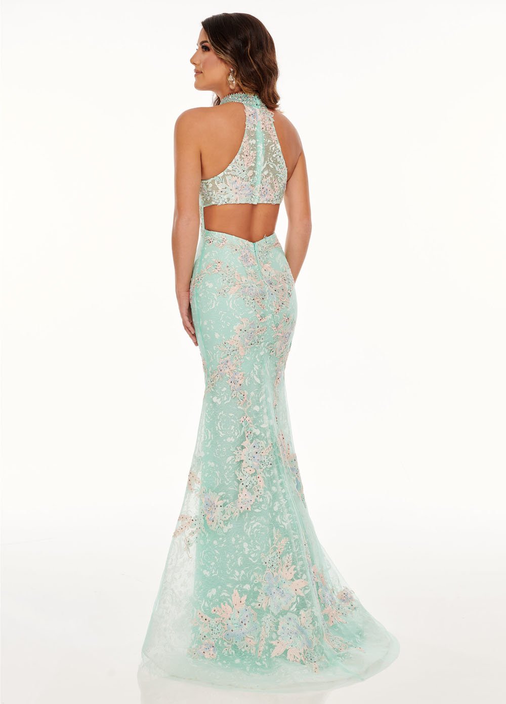 Rachel Allan 70066 dress images in these colors: Mint Multi, Pink Multi.