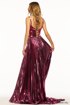 Sherri Hill 56030 prom dress images. Sherri Hill 56030 is available in these colors: Silver, Black, Pink, Royal, Gold.