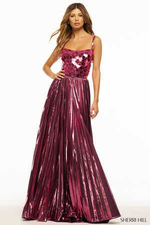 Sherri Hill 56030 prom dress images. Sherri Hill 56030 is available in these colors: Silver, Black, Pink, Royal, Gold.