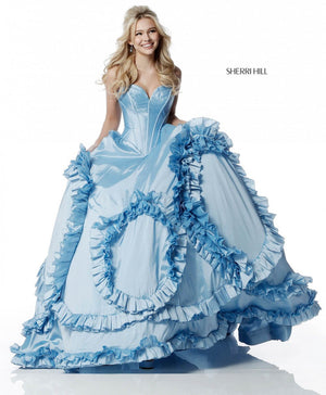 Sherri Hill 51578 dress images in these colors: Light Blue, Blush, Black, Red, Pink, Ivory, Fuchsia, Yellow.