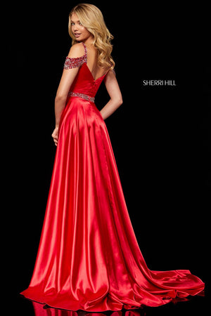 Sherri Hill 52388 dress images in these colors: Turquoise, Emerald, Red, Royal, Black.