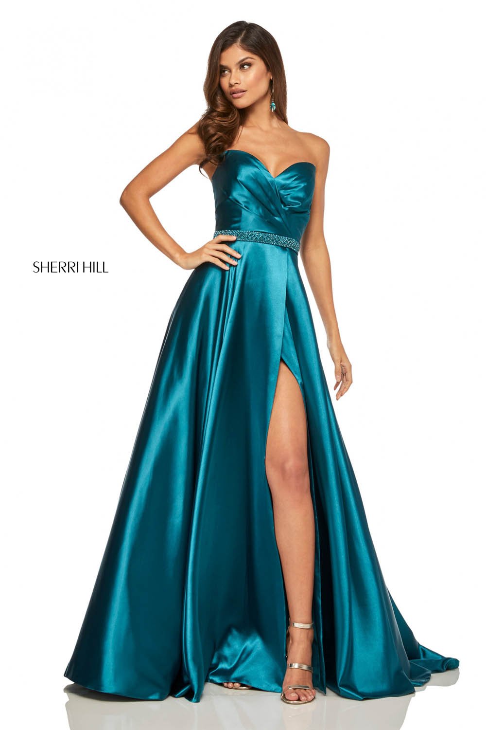 Sherri Hill 52415 dress images in these colors: Red, Teal, Mocha, Yellow, Purple, Plum, Royal, Emerald, Rose.
