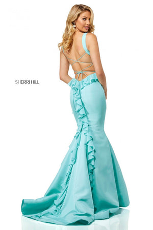 Sherri Hill 52465 dress images in these colors: Light Blue, Lilac, Aqua, Yellow, Red.