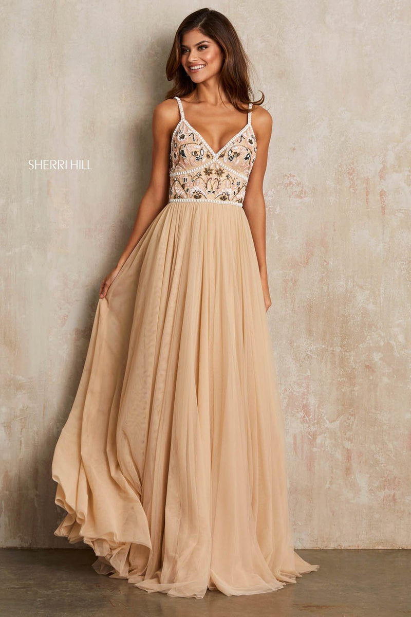 Sherri Hill 52523 Prom Dress - Nude Multi | NewYorkDress
