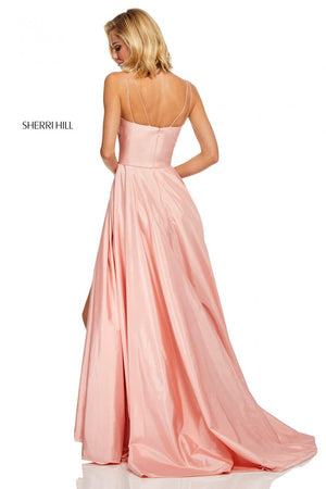 Sherri Hill 52602 dress images in these colors: Red, Ivory, Blush, Purple, Yellow, Bright Pink, Emerald, Navy, Royal.
