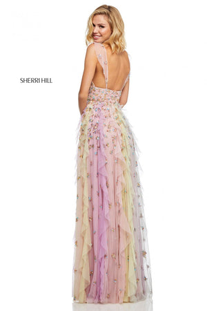 Sherri Hill 52668 dress images in these colors: Mulighti., Light Blue, Yellow, Light Pink, Nude, Ivory.