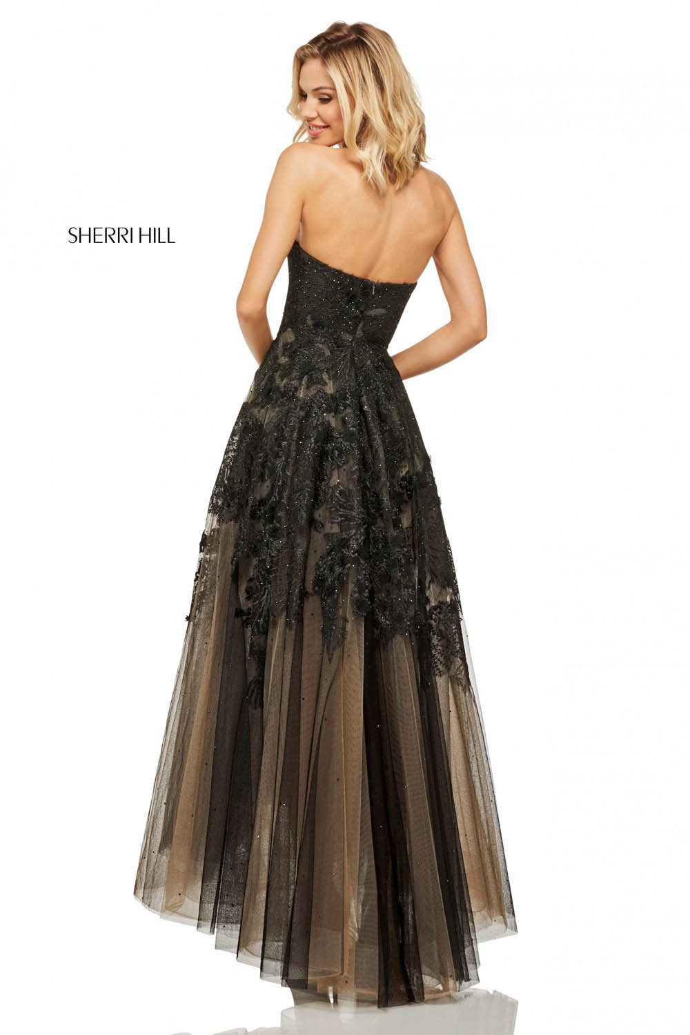 Sherri Hill 52740 dress images in these colors: Black.