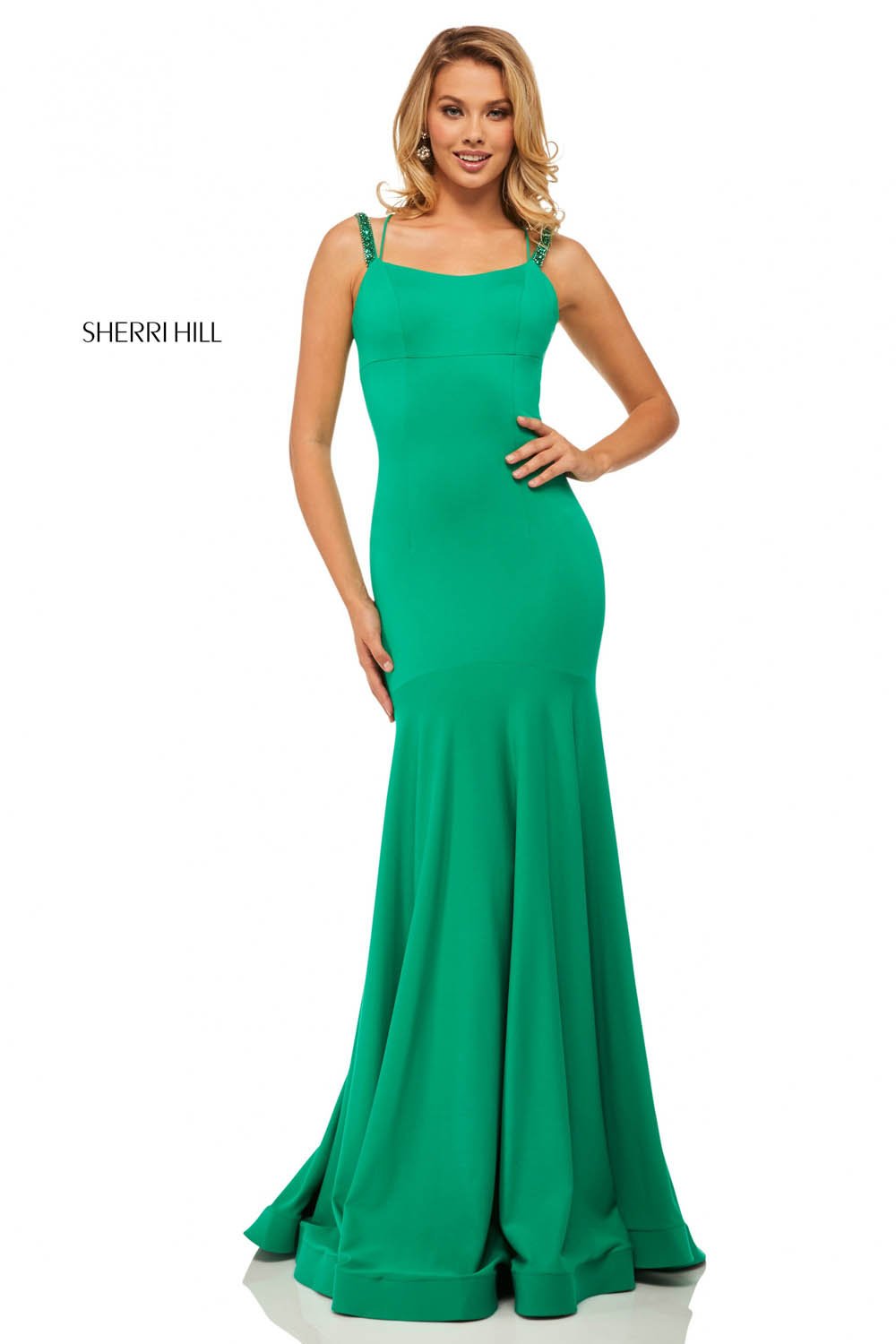 Sherri Hill 52883 dress images in these colors: Wine, Red, Emerald, Black.