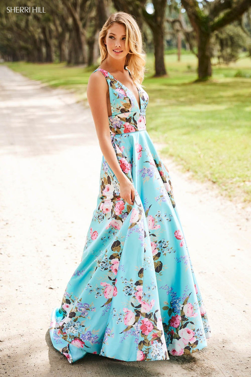 sherri hill blue floral dress Sherri Hill 52909 Dress