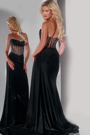 Jovani Style 42226 prom dress images.  Jovani 42226 colors are: Off White, Black, Light Pink, Dark Green.