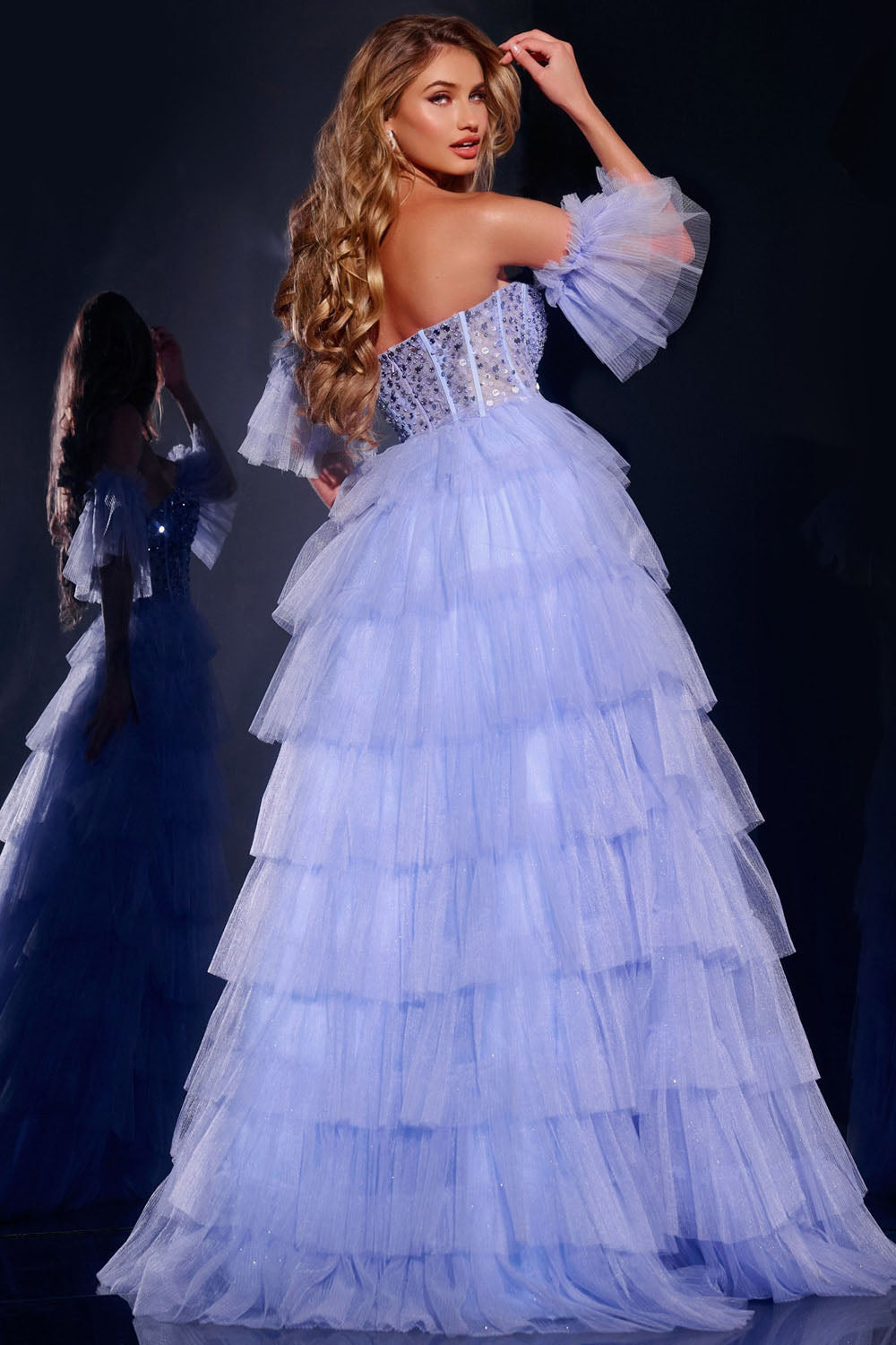 Jovani Style 42249 prom dress images.  Jovani 42249 colors are: Blue, Black.