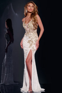 Jovani Style 42301 prom dress images.  Jovani 42301 colors are: Off White Gold, Black, Royal, Hot Pink.